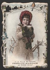 CHROMO DECOUPIS GRAND FORMAT - Fillette avec un chauffe-mains - Impr. Suppligeon