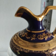 miniature mini vase pichet broc  PORCELAINE LIMOGES bleu de four cobalt- or