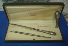 V71 Coffret Nécessaire Ecriture Argent Massif Sanglier Ecrin Coffret Sceau Plume