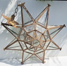 LANTERNE MÉTAL ÉTOILE HUIT BRANCHES SUSPENSION PERZEL DÉBARRAS TOUS LOCAUX TBE !