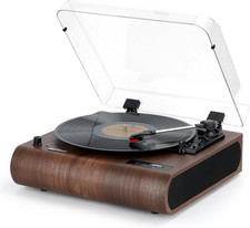 Tourne-disque vinyle design enceinte intégrée Bluetooth USB portable valise