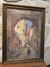 AQUARELLE signée PRADERE PARTHENAY DEUX SEVRES PORT SAINTE MARIE LOT ET GARONNE