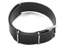 Bracelet montre NATO en cuir de veau noir 18mm 20mm 22mm 24mm NEUF