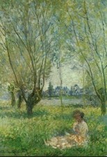 Carte Postale Claude Monet jeune femme assise sous un saule