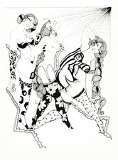 ❤️ 2011 oeuvre originale art curiosa erotica lulu amere encre de Chine unique