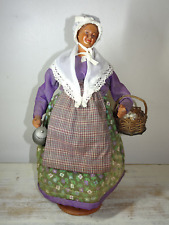Santon ancien habillé Jouglas Jeune Femme panier oeufs crèche provençale
