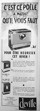 PUBLICITÉ 1960 DEVILLE C'EST CE POÊLE A MAZOUT QU'IL VOUS FAUT POUR ÊTRE HEUREUX