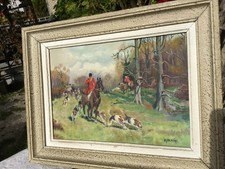 " Chasse à Courre  " Belle peinture de M. DRAPIER