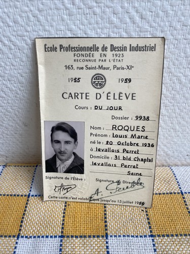 Ancienne carte élève - ancienne, d’élève