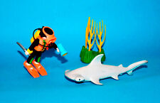 PLAYMOBIL vintage - 9065 - PLONGEUR + REQUIN - plongée sous marine MER OCEAN