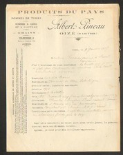 OIZE (72) PRODUITS du PAYS / POMME DE TERRE & POMME à CIDRE "Albert PINEAU" 1937