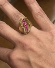 Bague de Cocktail en Or Jaune 18 K / Pierres rouges / Réf MP2653