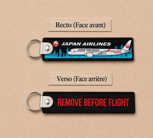 Porte clé brodé avion - porte, flamme
