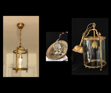 LANTERNE en BRONZE et  VERRE BOMBÉ  - GPF snc Made in ITALY   BO - SUPERBE 60 cm