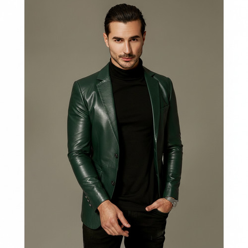 Blazer cuir vert - cuir, homme