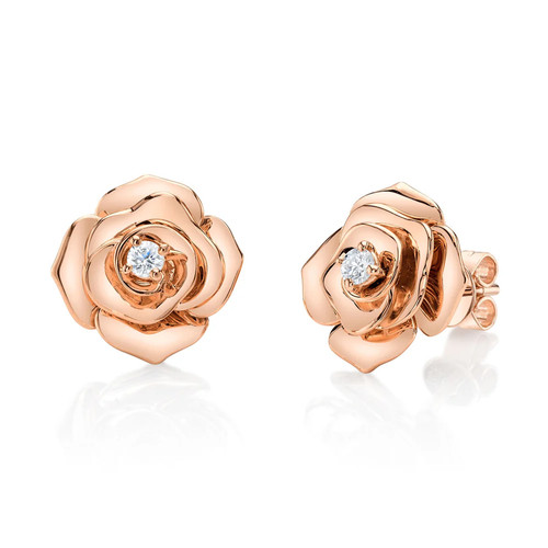 14k rose diamant fleur - 14k,