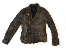 Blouson motard cuir AllSaints Altamount gris éléphant, taille L
