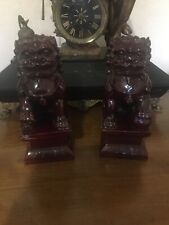 Superbe paire de serre livres lions chinois porte bonheur en parfait état H18cm,