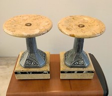 BELLE PAIRE DE CASSOLETTES REGULE MARBRES ART DECO 2