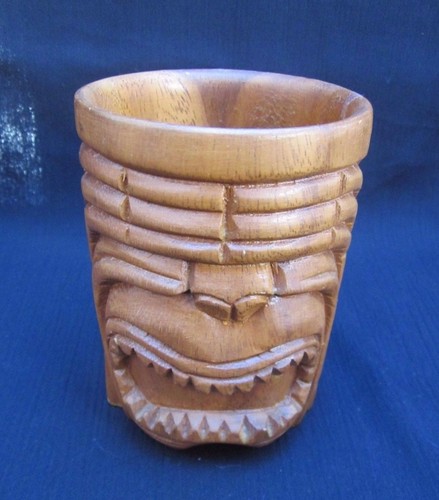 Wooden tiki mug - wooden, "tiki"
