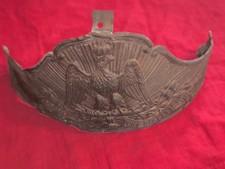 plaque de casque pompier 1855 aigle couronné second empire laiton estampé origin