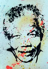 SPACO signed NELSON MANDELA  tableau pop STREET ART graffe pochoir banksy