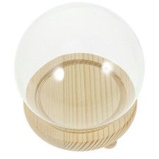 Vitrine Transparente avec Base en Bois Fleur Éternelle Cloche en Dôme en Verre