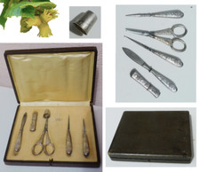 Coffret Nécessaire de couture ancien début XXe ciseaux étui aiguille