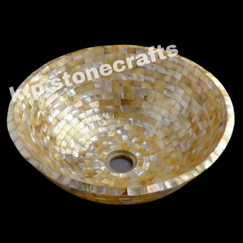 Lavabo rond nacre dorée - rond,
