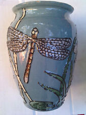 vase libellule terre cuite art nouveau signé jugendsil dragonfly pottery craft