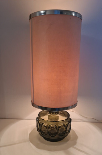 Lampe pied verre signé - pied,
