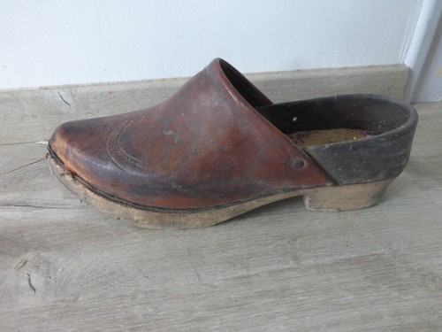 Ancien sabot bois cuir deco - ancien,