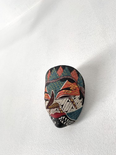 Vtg tribal hand painted papier - hand,