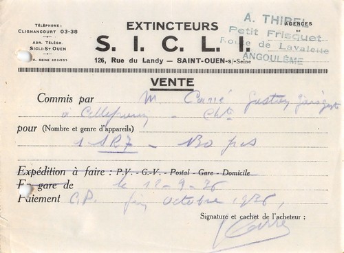 1936 extincteurs sicli - sicli, saint