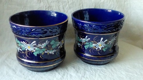 Paire cache pot faience - cache, en