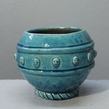 Vase circa 1930 turquoise craquelé style Bonifas Primavera Asch Radegonde