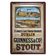 Plaque métal publicitaire 20x30cm bombée en relief  :  GUINNESS & CO's STOUT