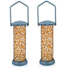 Lot de 2 mangeoires à oiseaux suspendues en métal - Résistantes aux intempéri...