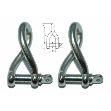 Manille torse 10mm - axe, libre