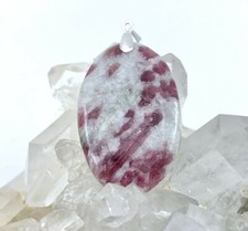 Pendentif Quartz Tourmaline Rose Naturelle 45 Cts Beliere Argent 925 Minéraux