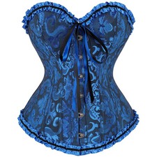 Femme Jacquard Floral Bustier Corset Haut Corset Lacet Ruche Steampunk Gothique