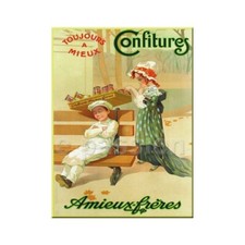 Plaque métal publicitaire 15x20cm plate :  Confitures AMIEUX-FRERES