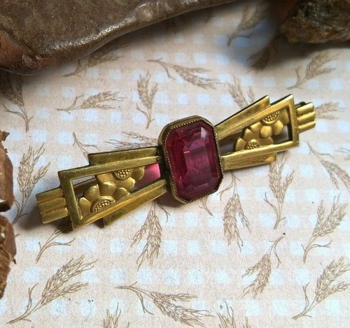 Vintage broche pierre - , rouge
