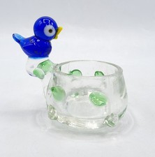 Petit saleron formant oiseau en verre soufflé coloré de Murano XXème