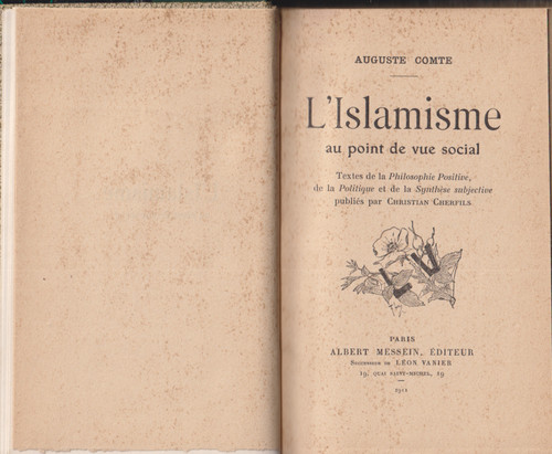 Auguste comte islamisme au - auguste, l'islamisme