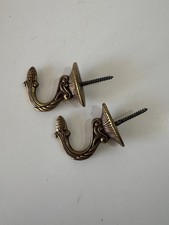 Lot de 2 Anciens petits Crochets Embrases en Laiton Bronze pour Rideaux Déco