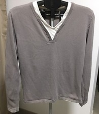 PULL Homme marque DEVRED S taille S couleur Gris col en V  manches longues