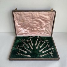 Ancien coffret 12 manches à gigot Ravinet D’enfert argent massif sterling silver