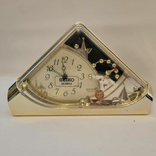 Réveil Pendule Horloge Seiko triangle vintage puppet clock cirque Noël arlequin