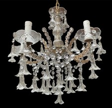 Élégant lustre 5 lumières de Murano - verre artistique soufflé à la main